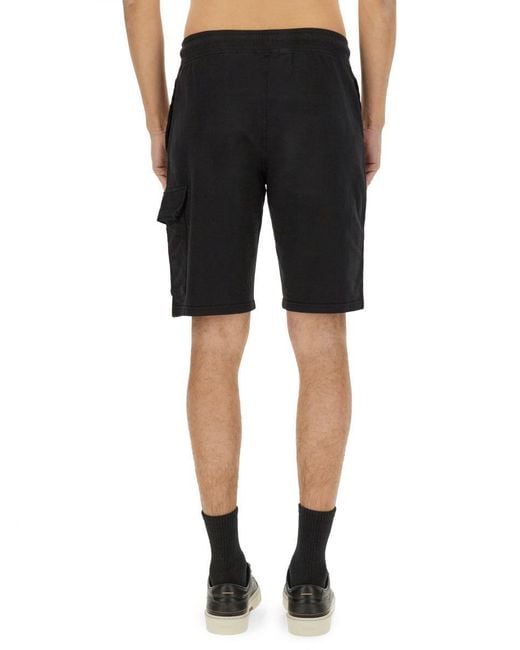 C P Company Black Sweatshirt Bermuda for men