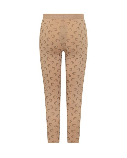 MARINE SERRE Natural Leggings With Crescent Moon Decoration