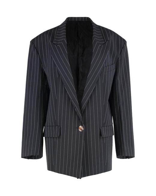 The Attico Black Single-Breasted One Button Jacket