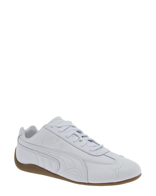 PUMA White 'Speedcat' Low Top Sneakers With Embossed Logo On The Tongue And Contrasting Sole