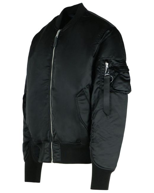 Alpha Industries Black 'Flight' Nylon Bomber Jacket for men