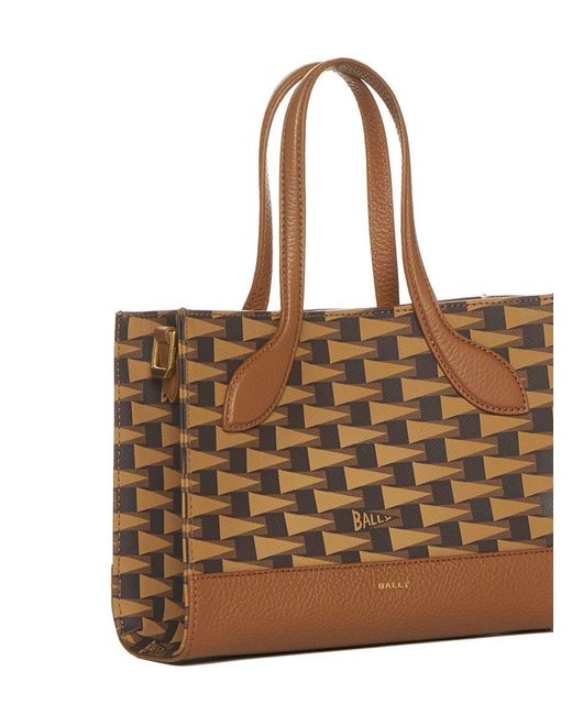 Bally Brown Pennant Mini Tote Bag