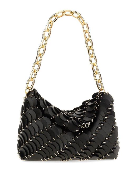 Rabanne Black Paco Leather Shoulder Bag