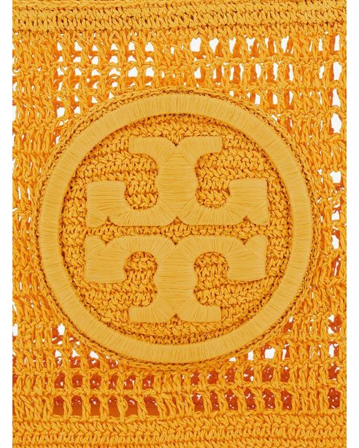 Tory Burch Yellow Ella Small Rafia Tote