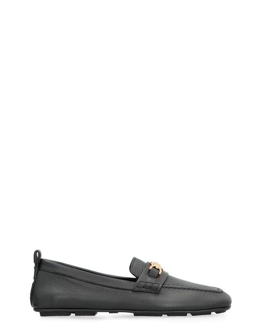 Versace Black Driver Leather Loafers for men