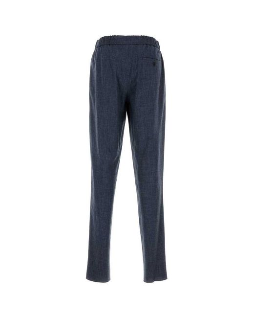 Giorgio Armani Blue Melange Wool Blend Pant for men