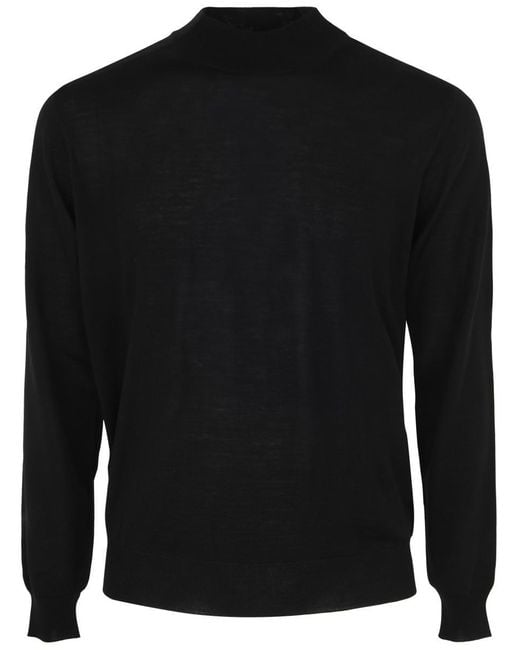 FILIPPO DE LAURENTIIS Black Royal Merino Long Sleeves High Neck Sweater for men