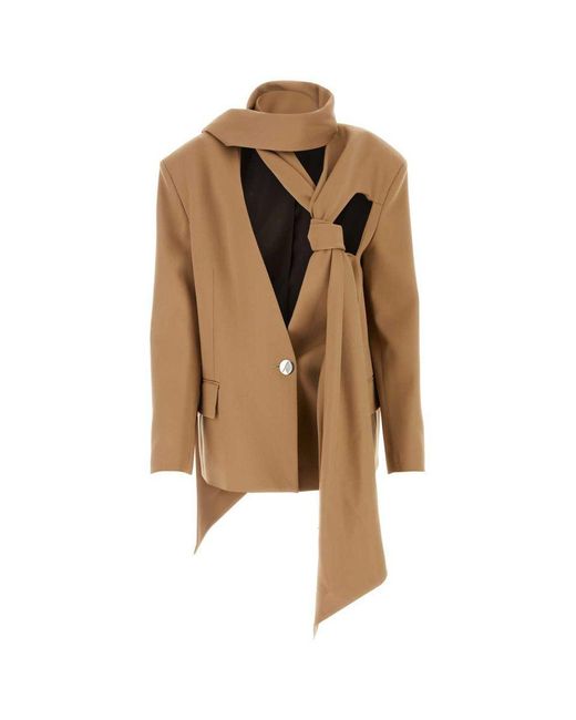 The Attico Natural Camel Stretch Wool Axel Blazer