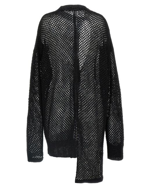 Yohji Yamamoto Black Asymmetrical Cardigan for men