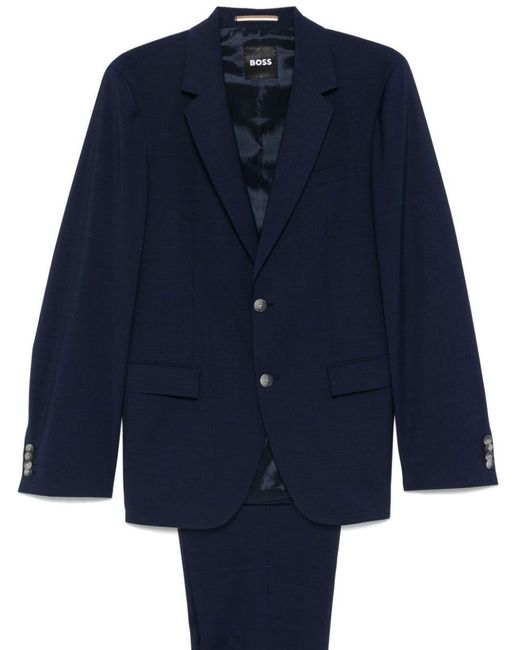 Boss Blue Single-Breasted Virgin Wool Houston Suit for men