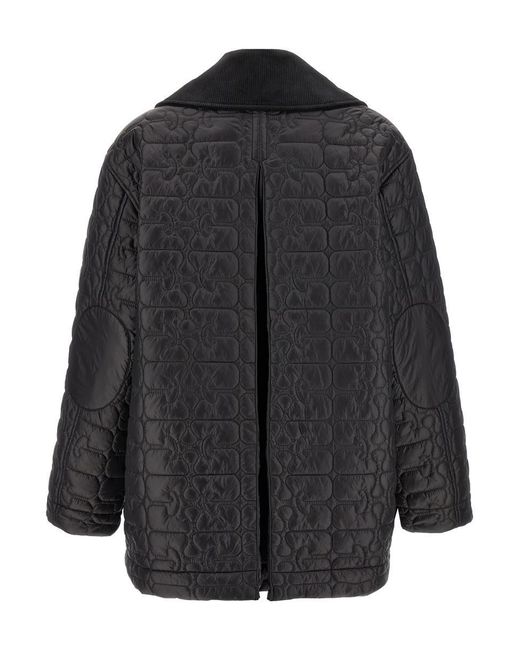 Ganni Shiny Quilt Midi' Jacket in Black | Lyst