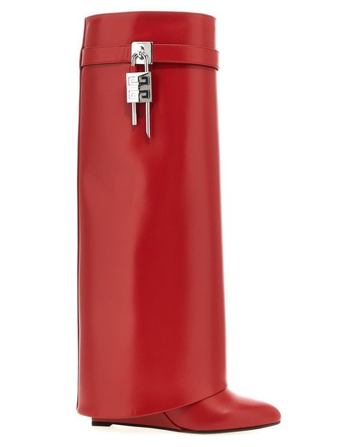 Givenchy Red Shark Lock Boots And Ankle Boots