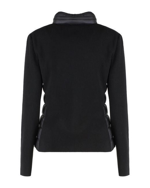 Moncler Black Cardigan With Padded Front Panel