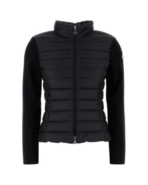 Moncler Black Cardigan With Padded Front Panel
