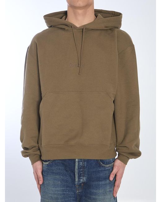 Saint Laurent Natural Hoodie With Logo for men