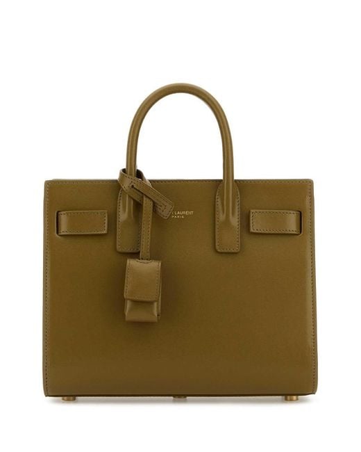Saint Laurent Green Khaki Leather Nano Sac De Jour Handbag