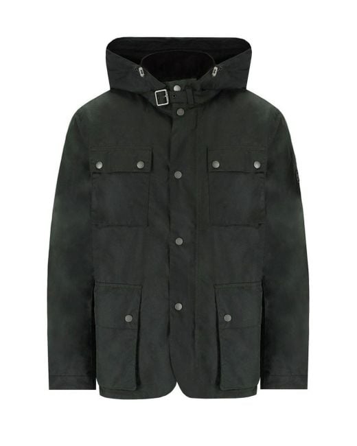 Barbour International Auto Wax Sage Hooded Jacket in Black for Men Lyst UK