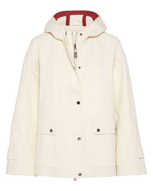 Brunello Cucinelli Natural Hooded Canvas Waterproof Jacket