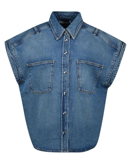 IRO Blue Elycia Denim Cotton Overshirt