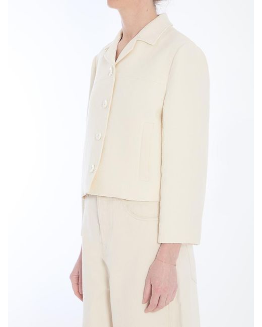 Gucci White Gg Jacquard Cropped Jacket