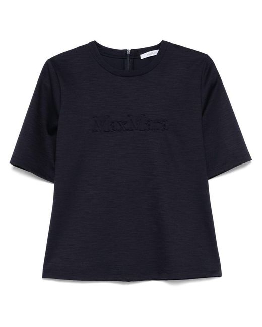 Max Mara Blue Logo Wool T-Shirt