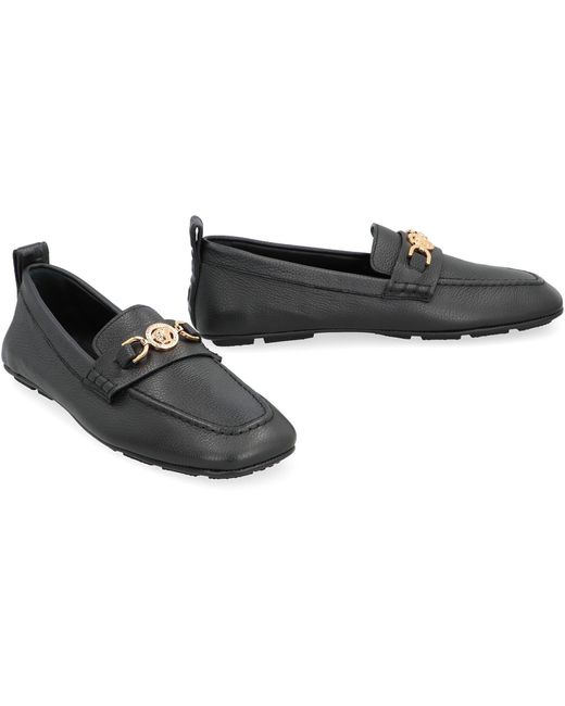 Versace Black Driver Leather Loafers for men