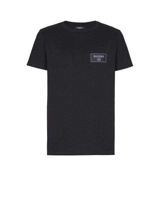 Balmain Black T-Shirt With Couture Label for men