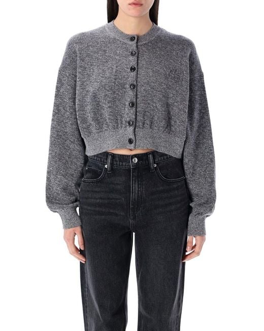 T By Alexander Wang Gray Embossed Logo Cardigan