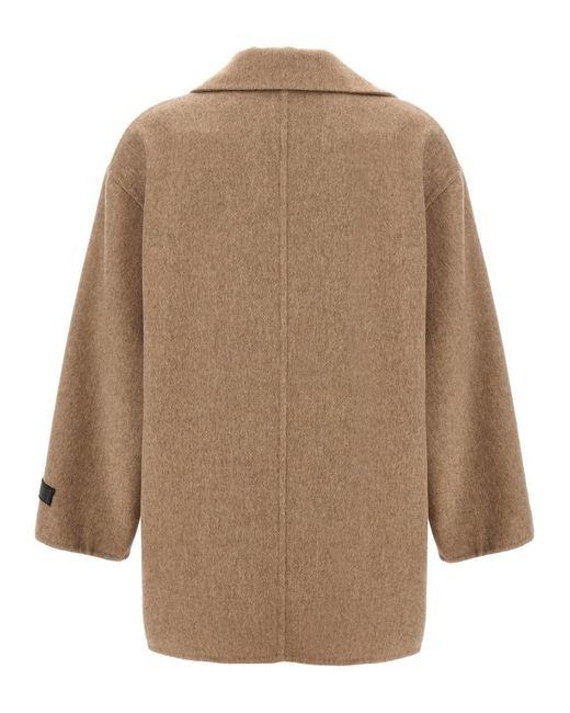 Brunello Cucinelli Natural 'Monile' Double-Breasted Coat