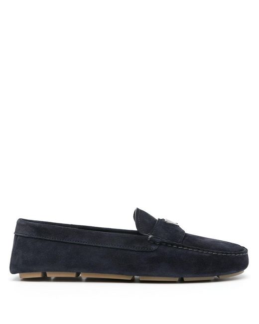 Prada Blue Suede Leather Driver Loafers Shoes for men