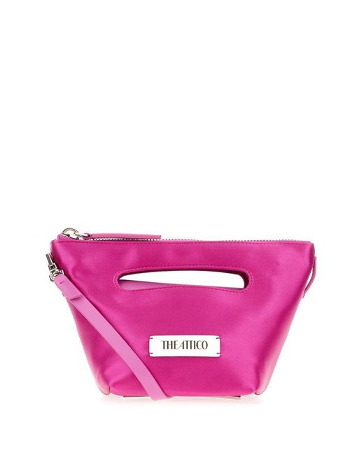 The Attico Pink Via Dei Giardini 15 Satin Tote Bag