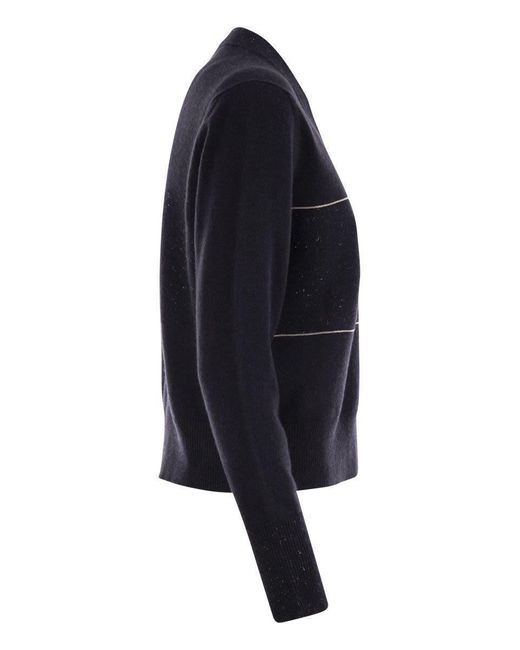 Peserico Blue Tricot Cardigan With Light Spots