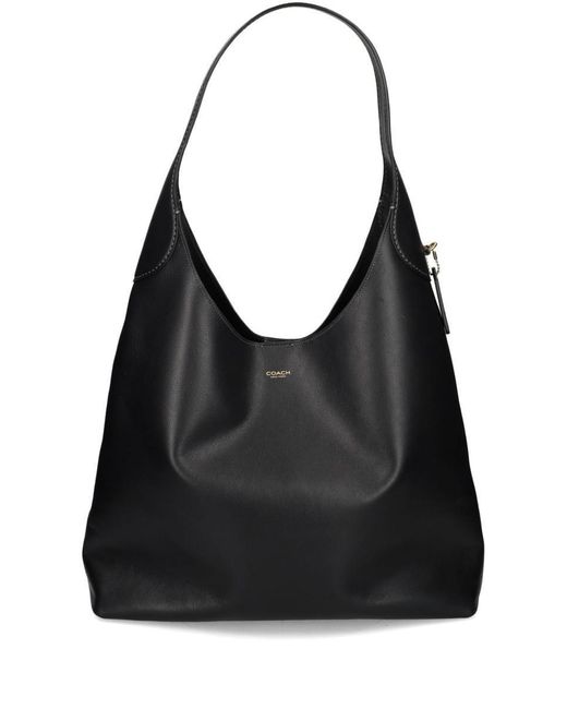 COACH Black Brooklyn 39 Leather Hobo Bag