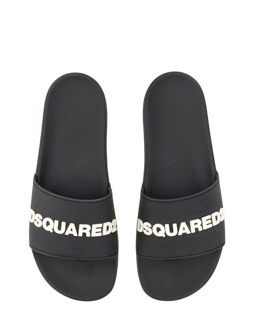 DSquared² Black Rubber Slide Sandals for men