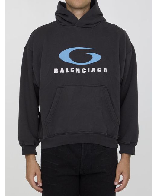 【関税&送料込】Balenciaga Gray Black Loop Sports Icon Sweat Balenciaga Loop Sports Icon Hoodie | Grey | FARFETCH