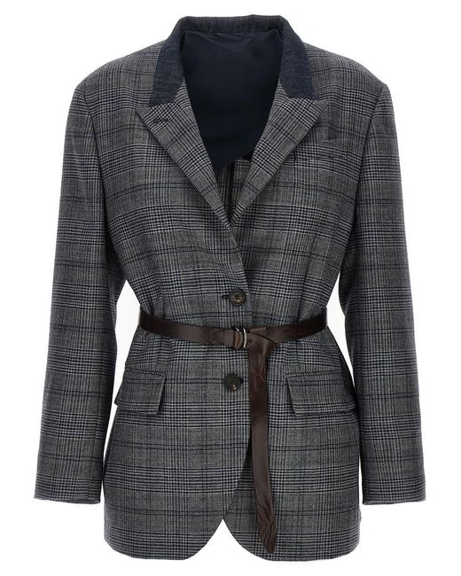 Brunello Cucinelli Black Monile Houndstooth Blazer