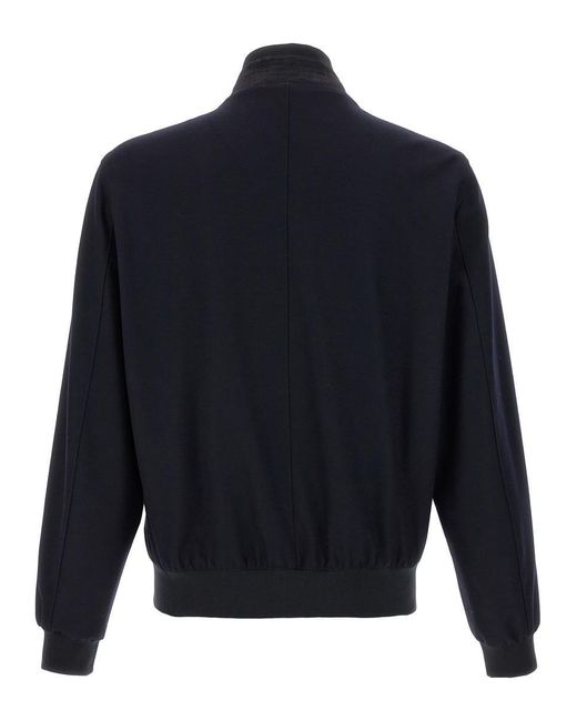 Moorer Blue 'Axten' Reversible Bomber Jacket for men