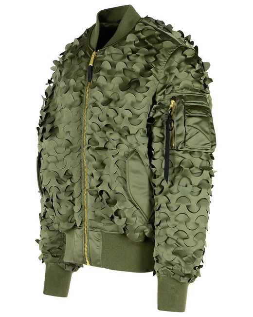 Alpha Industries Green 'Ulcans' Nylon Bomber Jacket for men