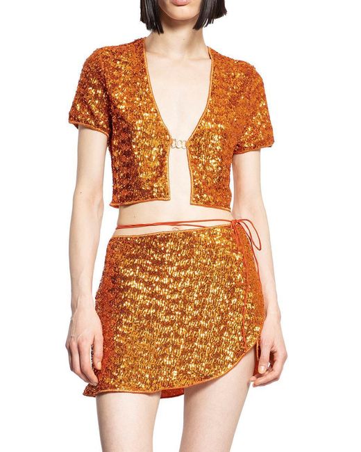 Pull Crop Top Orange Forever 21 Taille S - Occasion Très Bon état