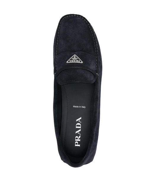 Prada Blue Suede Leather Driver Loafers Shoes for men
