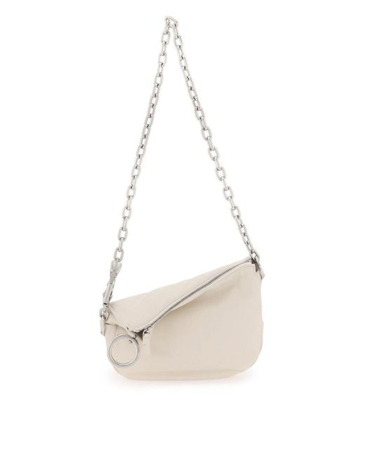 Burberry White Nappa Leather Mini Knight Crossbody Bag With Horse-Shaped Clasp And Metalware