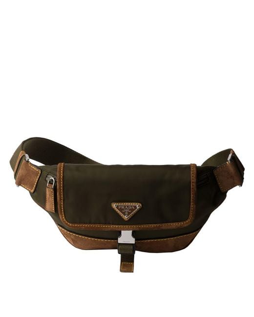 Prada Brown Logo-Embellished Belt Bag for men