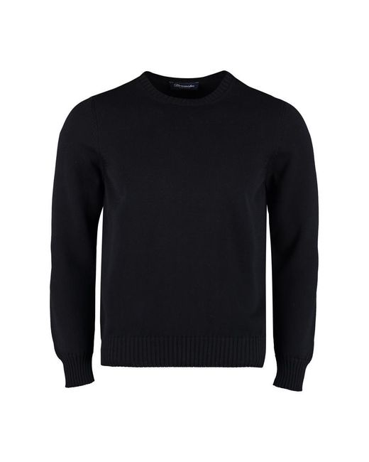 Drumohr Blue Cotton Crew-Neck Sweater for men