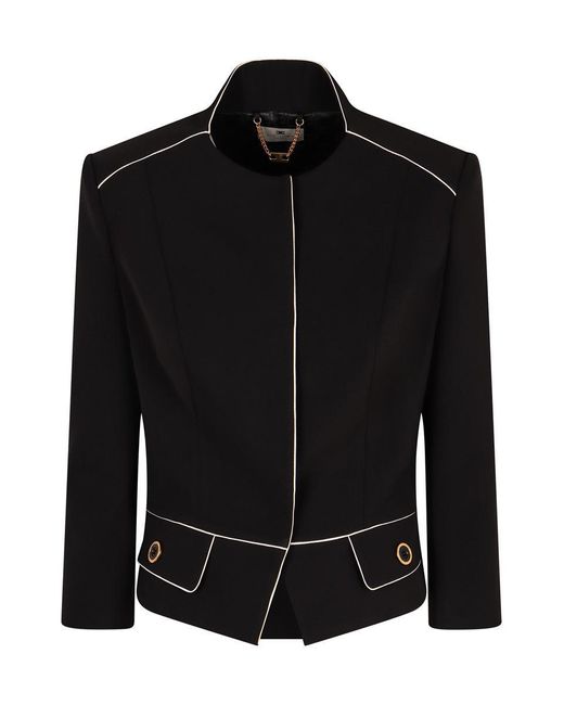 Elisabetta Franchi Black Single-Breasted Jacket