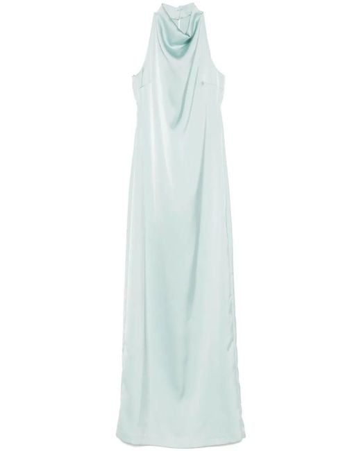 ROTATE BIRGER CHRISTENSEN Blue Satin Halterneck Dress