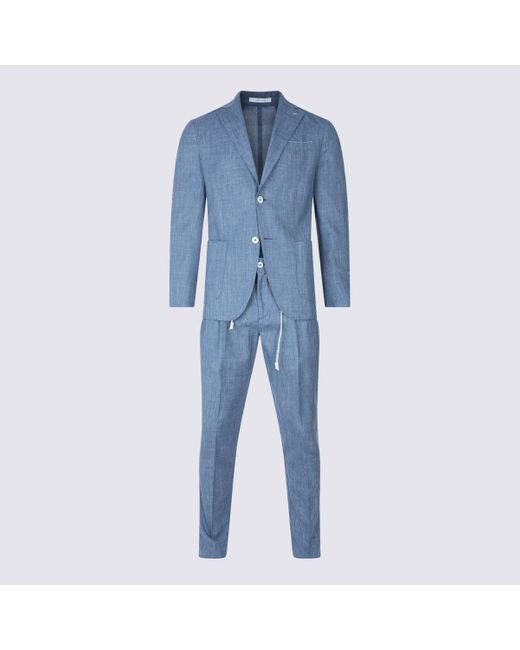 Eleventy Blue Denim Wool Suits for men