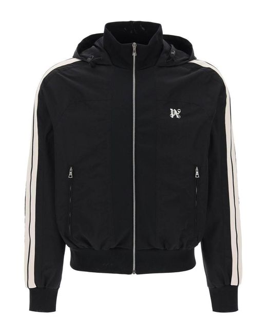 Palm Angels Black Hooded Bomber Jacket for men