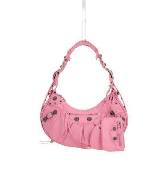 BALENCIAGA バレンシアガ HAND BAG (6713071VG9Y 5812) ピンク Balenciaga Hourglass XS Hangbag With Rhinestones Pink in