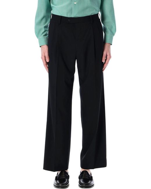 パンツ AURALEE TWO-TUCK SLACKS BLACK Light Wool Gabardine Two Tuck Trouser in Top Black