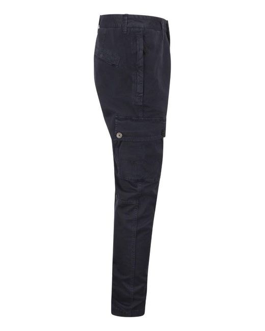 Stone Island Blue Logo Cotton Slim Trousers for men